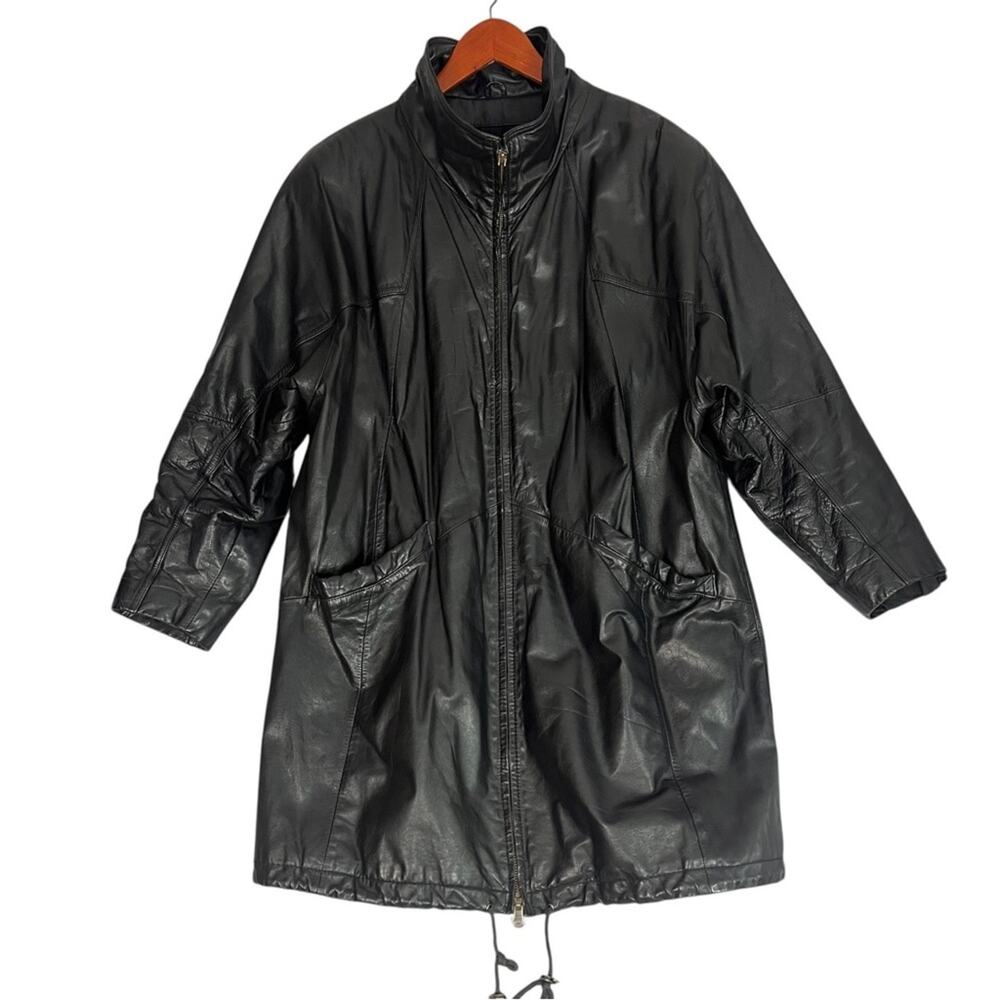 Vintage Wilsons Black Leather Jacket Size Large Thinsulate Lined Chore Overcoat